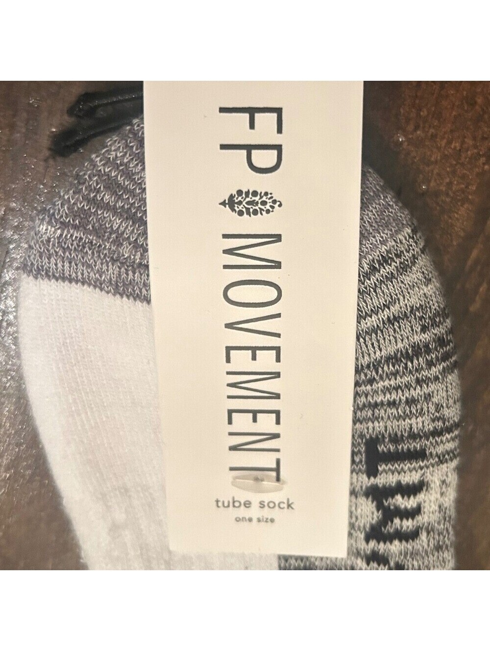 Free People Movement Tube Sock One Size White New Ribbed Athletic Crew Logo Soft - Picture 4 of 8